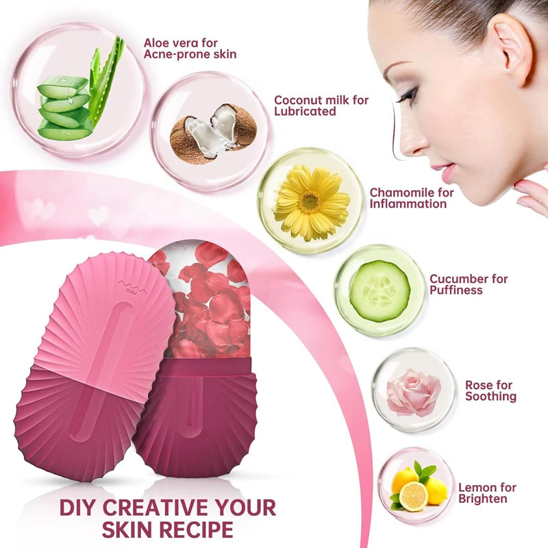 Rouleau Glaçons Visage – Massage Froid Anti-Poches & Pores Resserrés