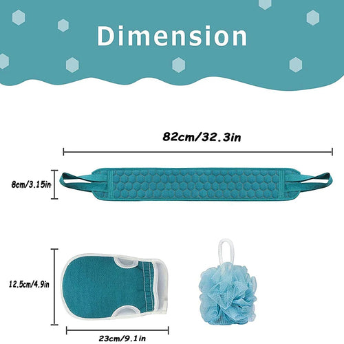 Set Gommage Corps Complet – Brosse Dos + Gant de Bain + Éponge Loofah